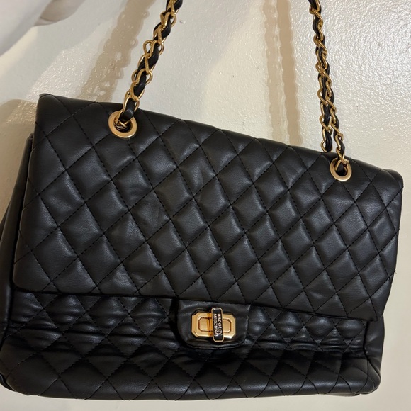 Badgley Mischka Black Quilted Chain Shoulder Bag - Picture 3 of 11
